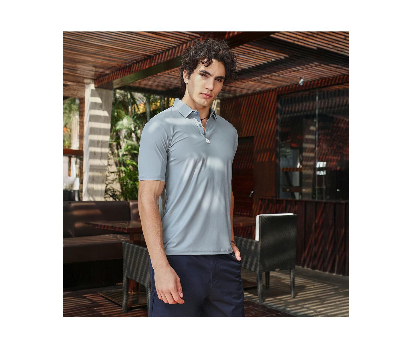 Мужская футболка Cahoot Campus Sutra Coin Grey Seamless Solid Polo, цвет: Серый — фото 4