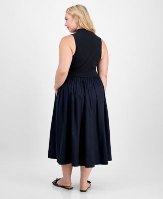 Trendy Plus Solid Mock-Neck Sleeveless Midi Dress, Macy's Exclusive