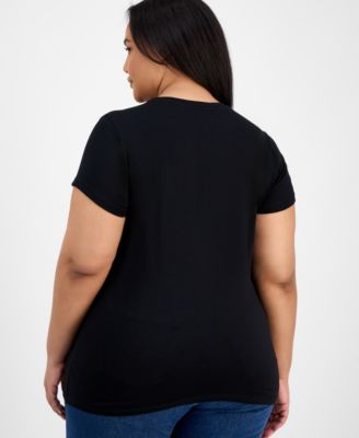 Plus Size Basic Crewneck Short-Sleeve T-Shirt