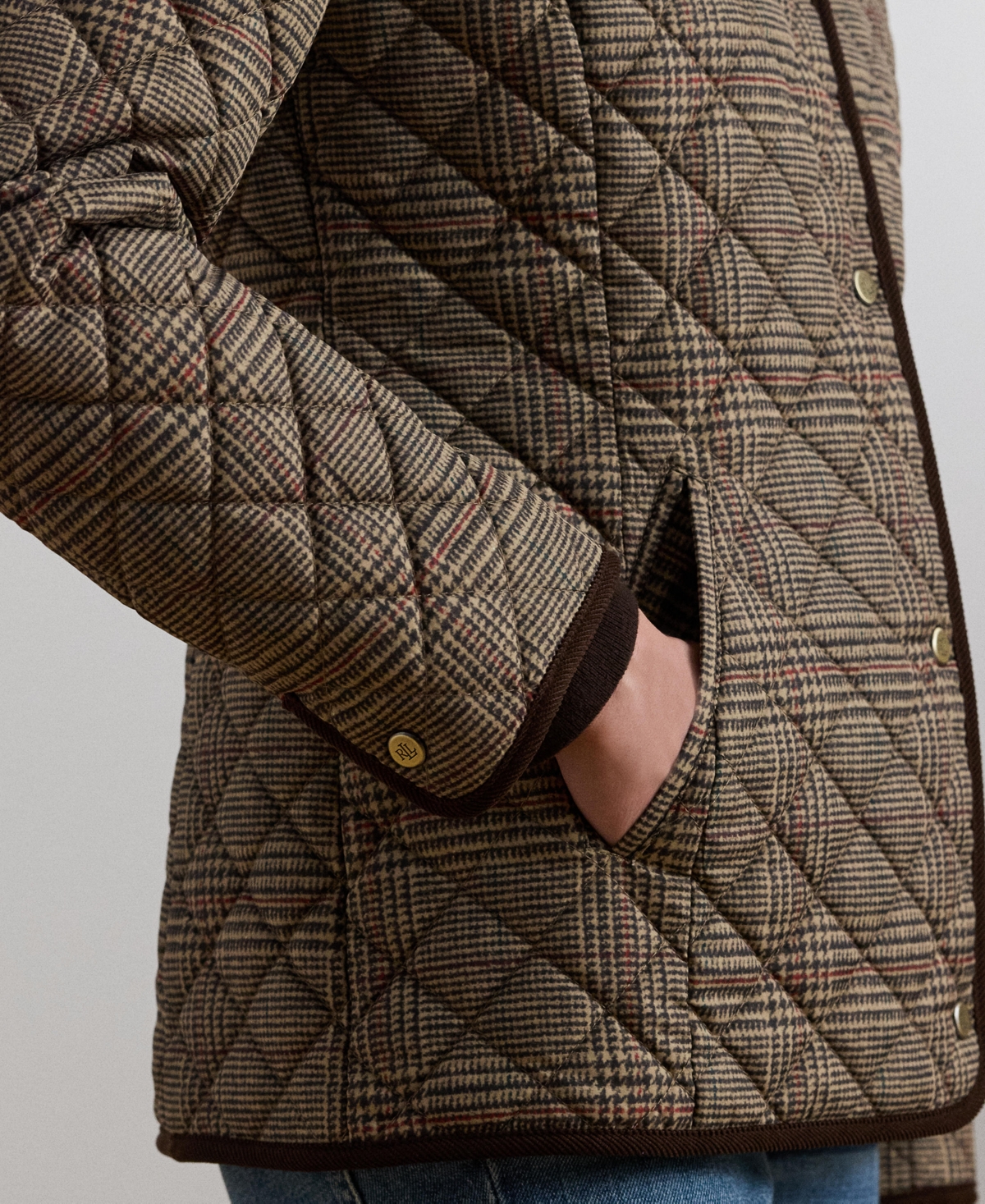 Ralph Lauren Women's Faux-sherpa-collar Quilted Coat In Brown