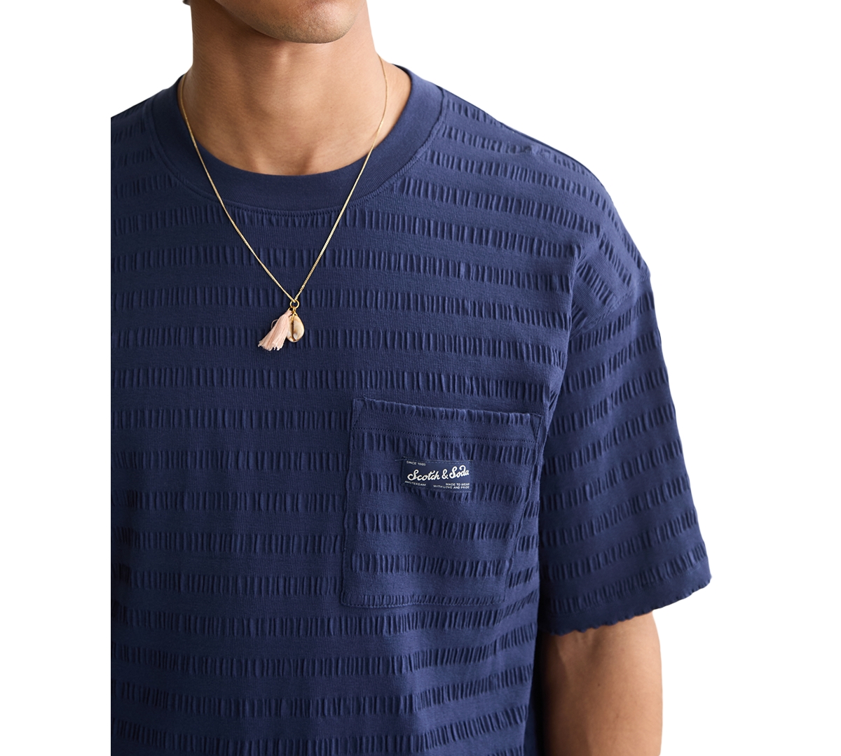 Scotch & Soda Texture Stripe T-shirt In Blue