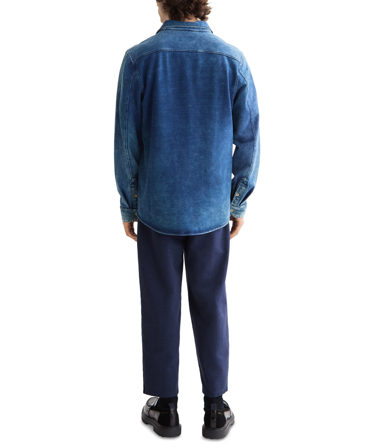 Scotch & Soda Indigo Jersey Knit Button-up Shirt In Blue