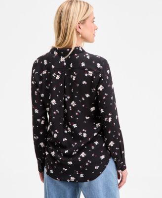 Women's Printed Silky Button-Front Shirt, Exclusively at Macy's