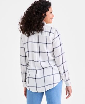 Women's Plaid Button-Down Perfect Shirt, Exclusively at Macy's