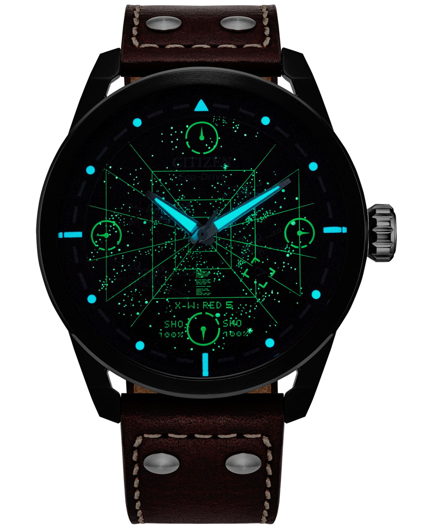 Мужские часы Citizen Eco-Drive Star Wars X-Wing & TIE Fighter Brown Leather Strap Watch 45mm — фото 4