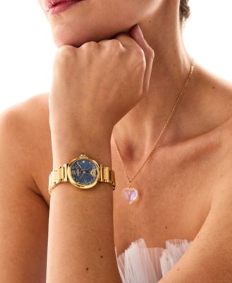 Eco-Drive Women's Princess Cinderella Diamond Accent Gold-Tone Stainless Steel Bracelet Watch 30mm Limited Edition Box Set