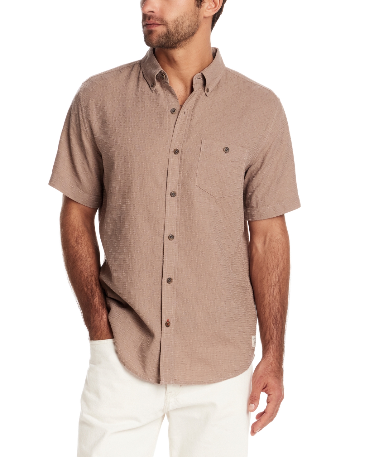 Men's Short Sleeve Textured Dobby Button-Down Shirt - MOUNTAIN TRAIL