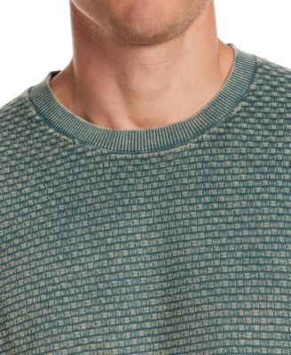 Men's Short Sleeve Woven Textured Crewneck Sweater