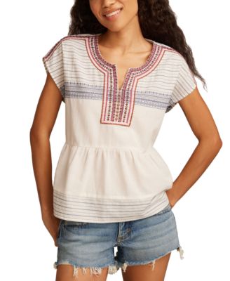 Lucky Brand - Women's Shell-Sleeve Cotton Peasant Blouse