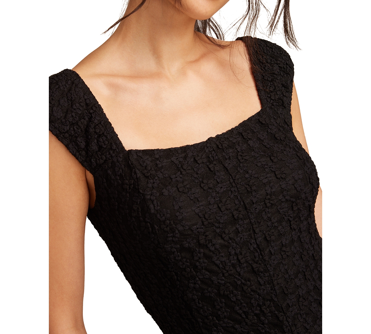 Lucky Brand Floral Mesh Mini Dress In Black