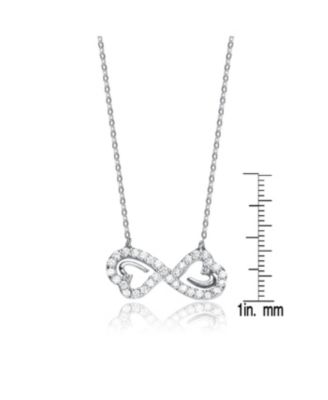 Sterling Silver White Gold Plated Cubic Zirconia Dainty Bow Neckalce