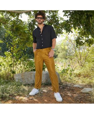 Men's Mustard Yellow Corduroy Tailored Trousers