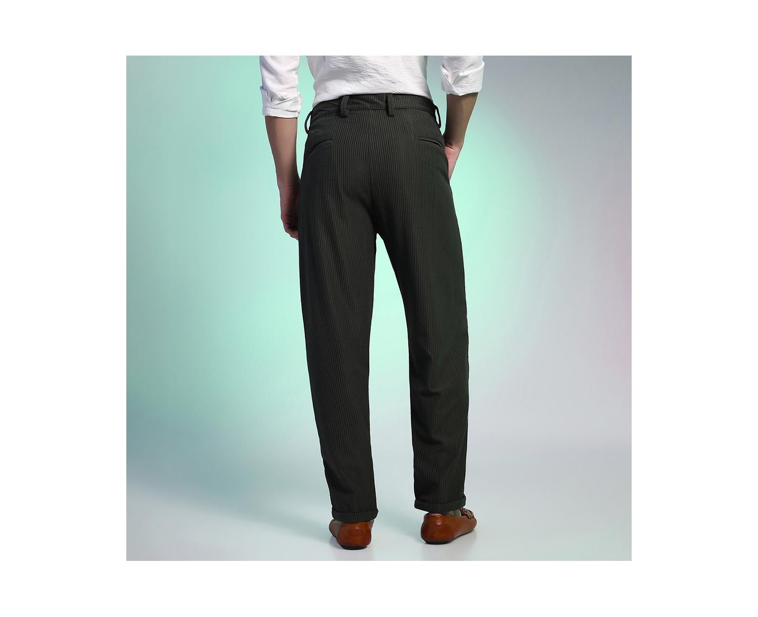 Men's Midnight Black Corduroy Tailored Trousers