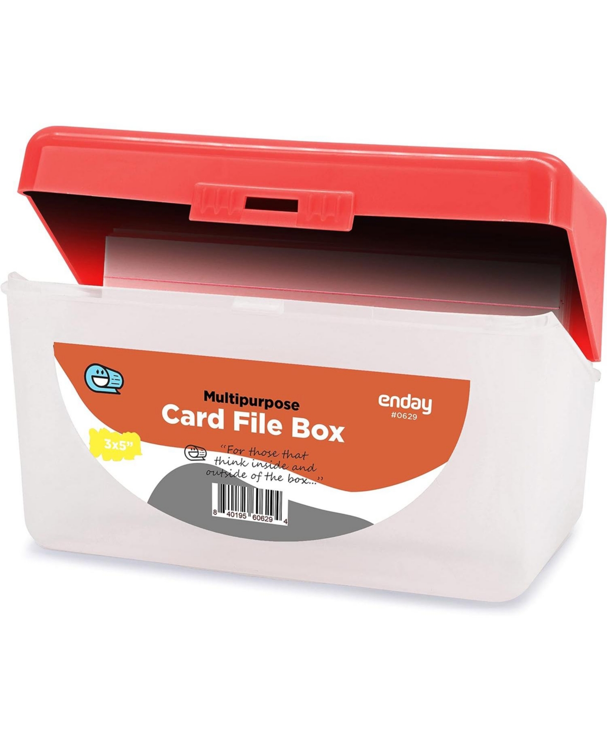 Index Card Holder Red, 3x5 Note Flash Card Organizer Case, Index Card File w/flip top, Notecard Recipe, Holder, Holds 250 Cards (1 Pc)
