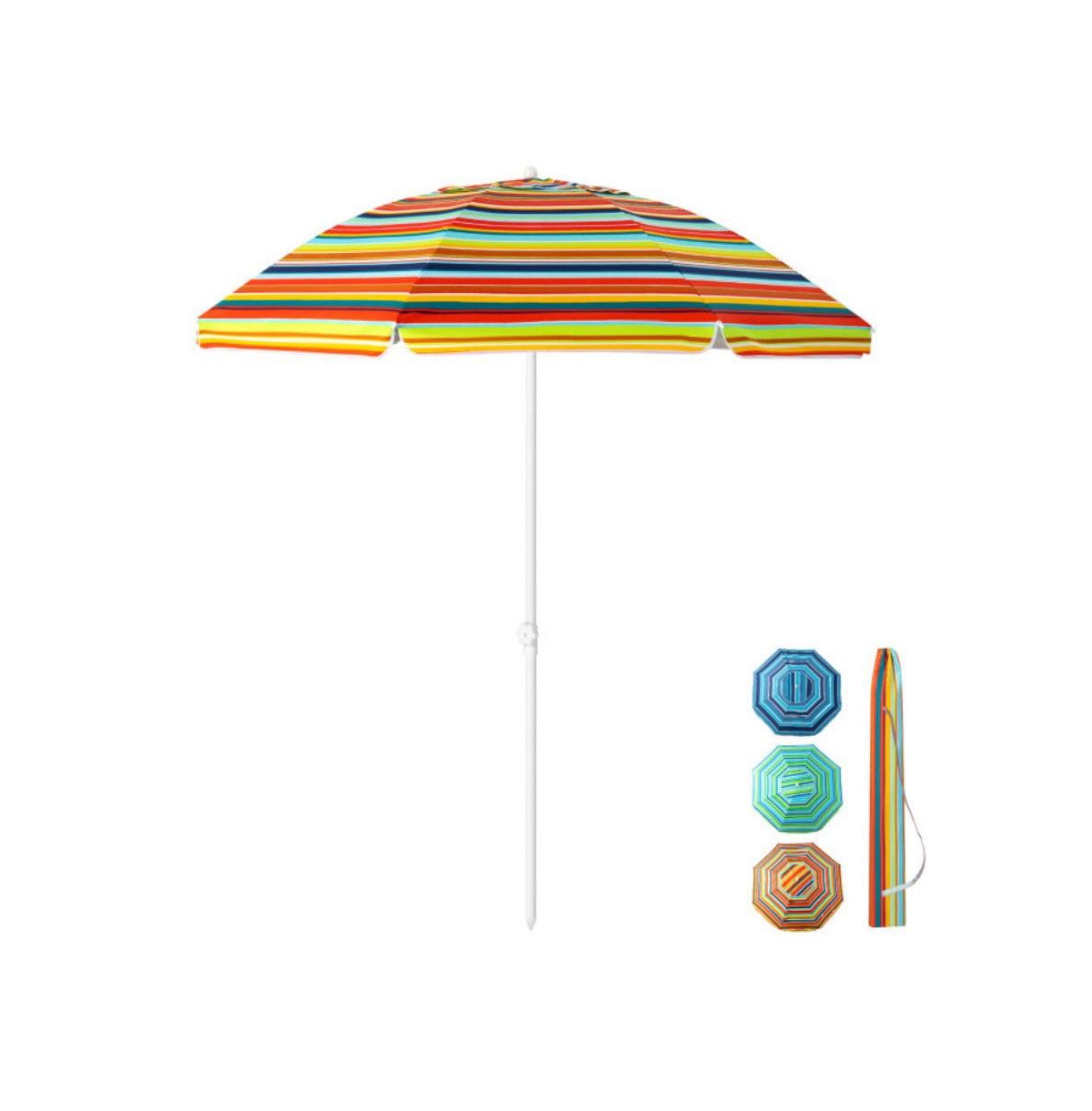 6.5 Feet Patio Beach Umbrella with Waterproof Polyester Fabric - Orange