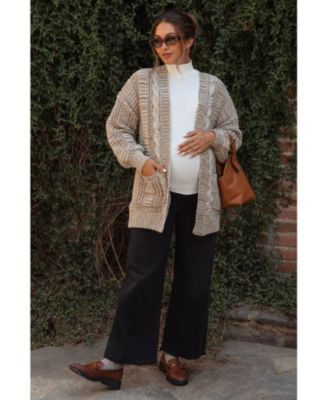 Maternity Black Wide Leg Raw Hem Jeans