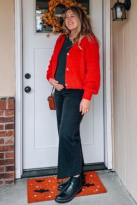 Maternity Black Wide Leg Raw Hem Jeans