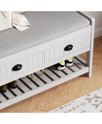 Hall Tree with Storage, Bench, & Coat Rack (Grey)