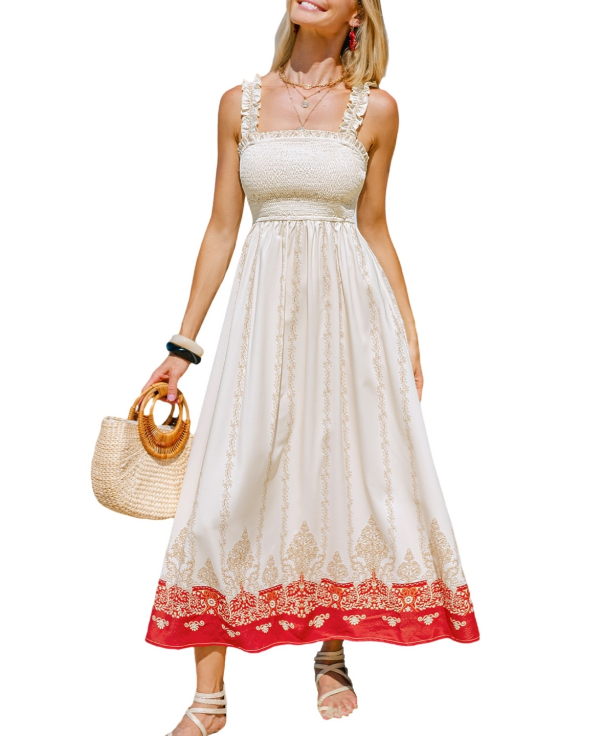 Women's Coconut Sky Two-Toned Maxi Beach Dress - Red