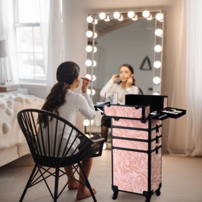 3-Piece Makeup Train Cases Cosmetic Organizer Kit Wheel CB Dusk