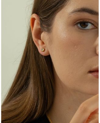 Sterling Silver 18k Gold Plated Single Round Pendant Margot Necklace & Stud Earrings Set