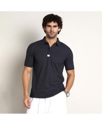 Men's Midnight Black Seamless Ribbed Polo T-Shirt