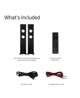 Ri91 Stereo Powered Floorstanding Tower Speakers with AMT Tweeters, 2x6.5", 150W Amp - HDMI, Bluetooth, & RCA