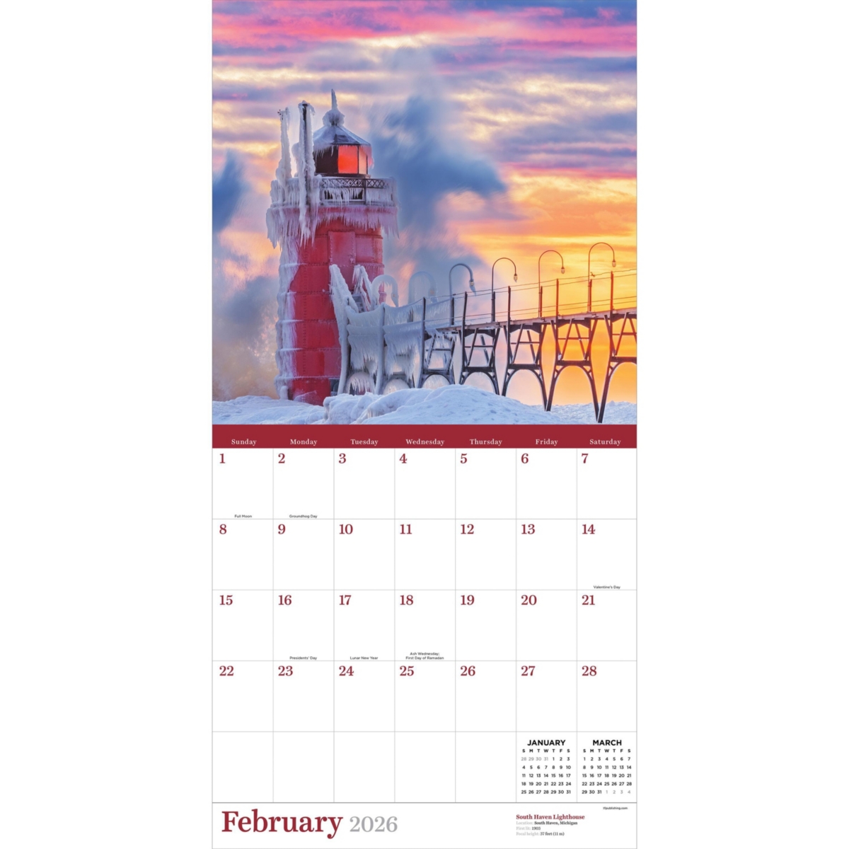 2026 Lighthouses Wall Calendar - Multicolor