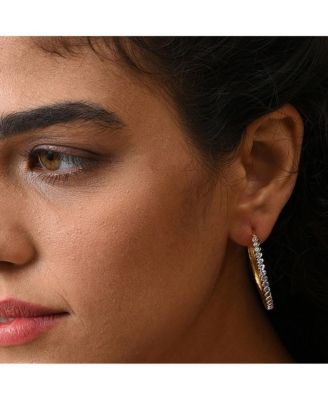 Gold-Plated Crystal Hoop Earrings