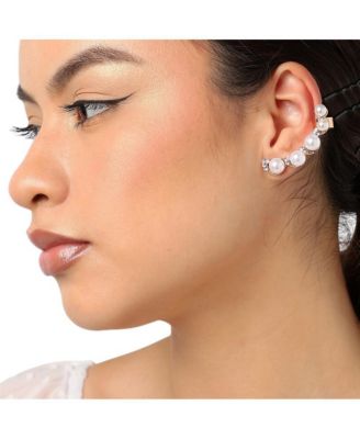 Gold-Plated Pearl Cuff Earrings