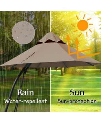 11 Feet Outdoor Cantilever Hanging Umbrella with Base and Wheels