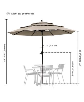 10 Ft 3 Tier Patio Umbrella with Crank Handle Push to Tilt Aluminum Backyard