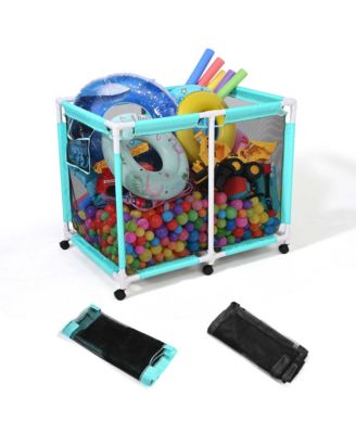 Mesh Pool Storage Bin Extra Large PVC Framed Waterproof 6 Wheels with Black Net Cover Replacement