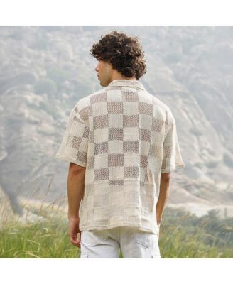 Men's Off-White Grid Oversized Polo T-Shirt