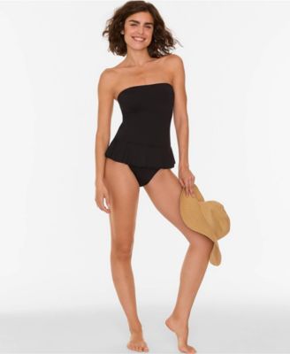 Women's Sculpting Suit Ruffle Bandeau One Piece Swimsuit
