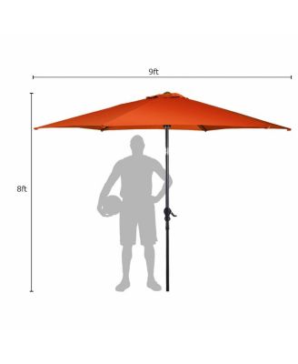 9 FT Outdoor Market Patio Table Umbrella Push Button Tilt Crank Lift