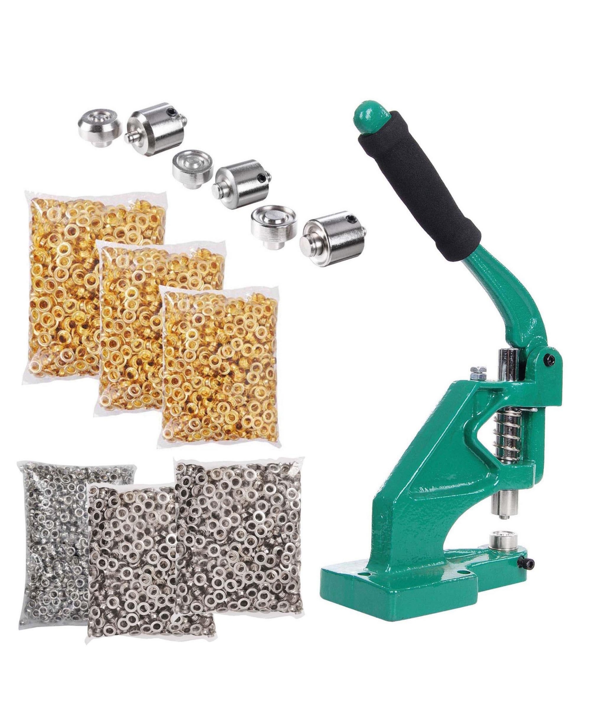 Grommet Tool Kit 4900pcs Eyelets Washers #0/#2/#4 Die Hole Puncher Hand Press Machine for Fabric Tarp Printing - Natrual
