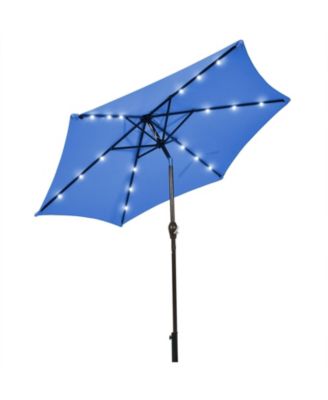 9 Feet Solar LED Lighted Patio Market Umbrella with Tilt Adjustment without Base