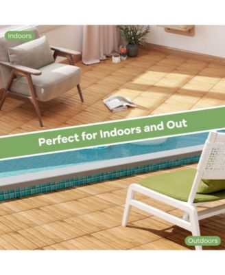 30 PCS Acacia Wood Flooring Tiles 12" x 12" Snap-in-place Patio Tiles for Porch