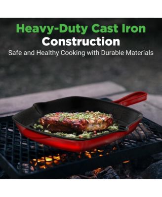 17.09” Heavy-Duty Cast Iron Square Skillet Grill Pan NCCIES47 - Modern Home Color