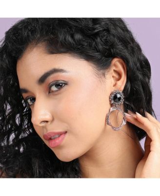 Twisted Square Daisy Drop Earrings