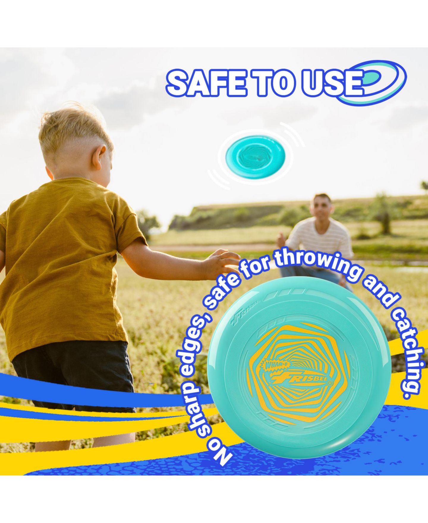 Детские игрушки Wham-o Frisbee Go 4 Pack Flying Disc, 9 Inch Lightweight Colorful Toy Set for Beginners Outdoor Game - 70g, цвет: Синий / Жёлтый — фото 5