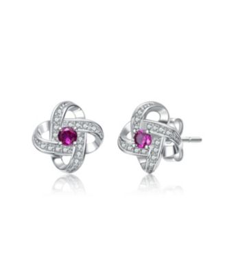 Plating with Colored Cubic Zirconia Swirled Stud Earrings