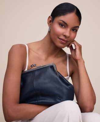 Sofia Small Leather Kiss-Lock Frame Clutch