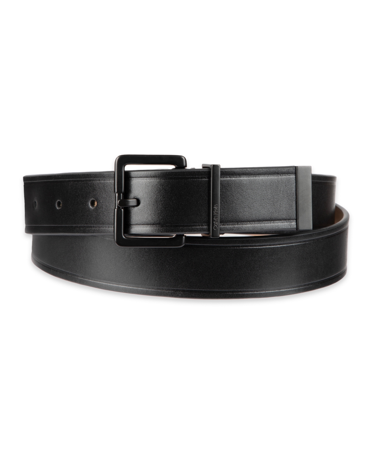 Calvin Klein Men's Metal Finishes Leather Dress Belt