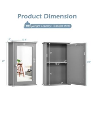 Bathroom Wall Cabinet with Single Mirror Door