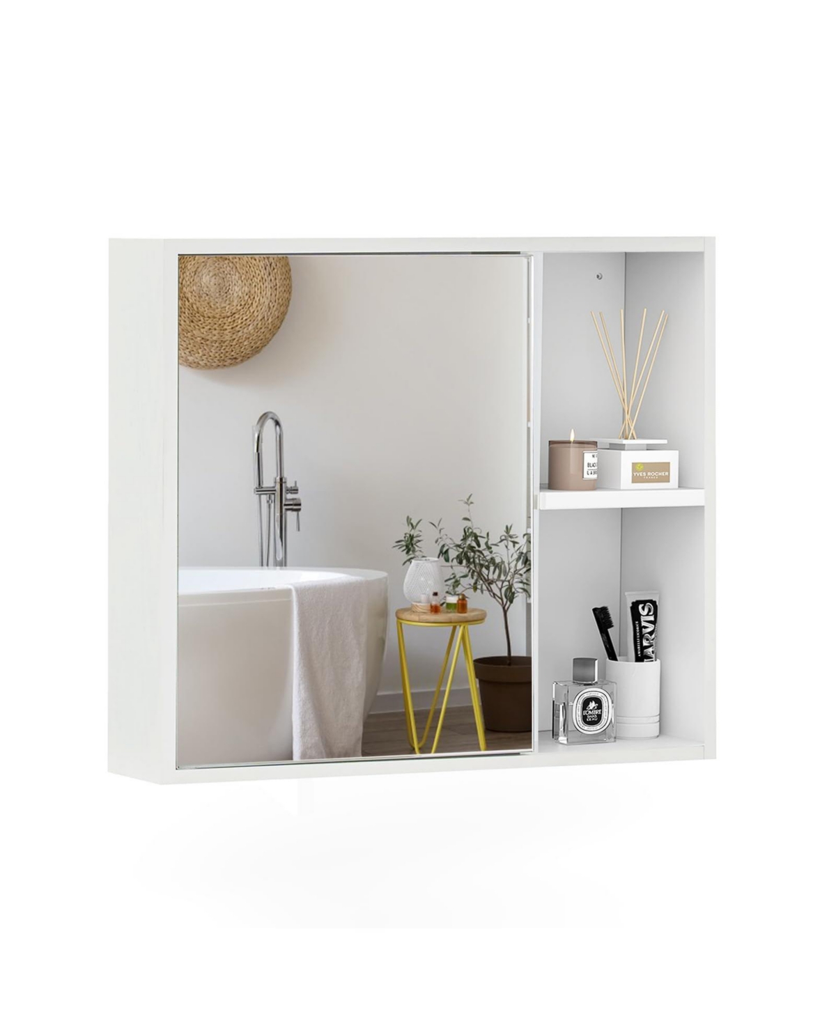 Bathroom Medicine Cabinet with Single Mirror Door - White