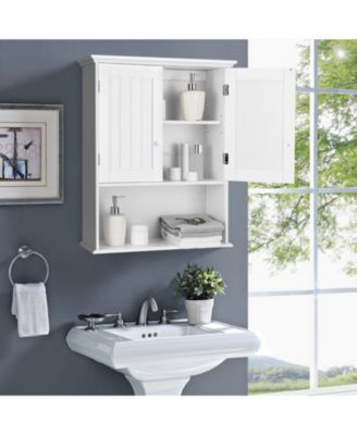 2-Door Wall Mount Bathroom Storage Cabinet with Open Shelf