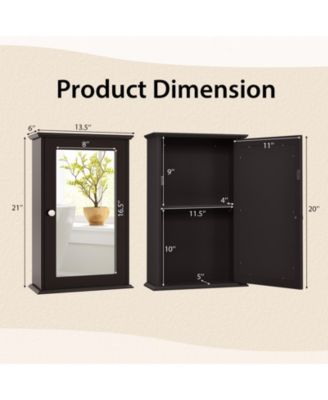 Bathroom Wall Cabinet with Single Mirror Door