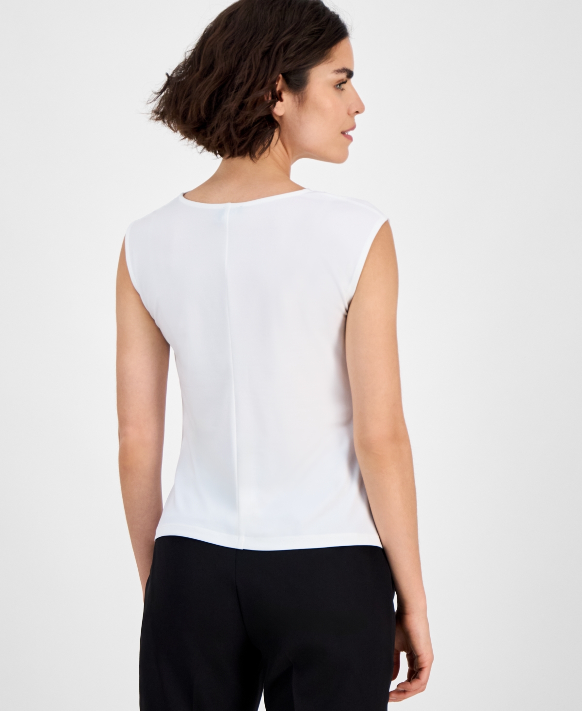 Inc International Concepts Women's Cotton Extended-shoulder Cowlneck Top, Exclusively At Macy's In White
